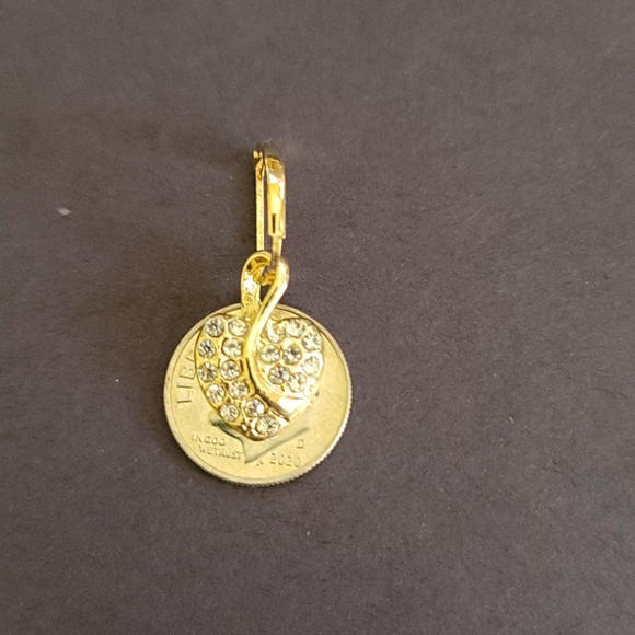 Rhinestone Heart Charm Necklace and Earrings Set - Picture 7 of 8